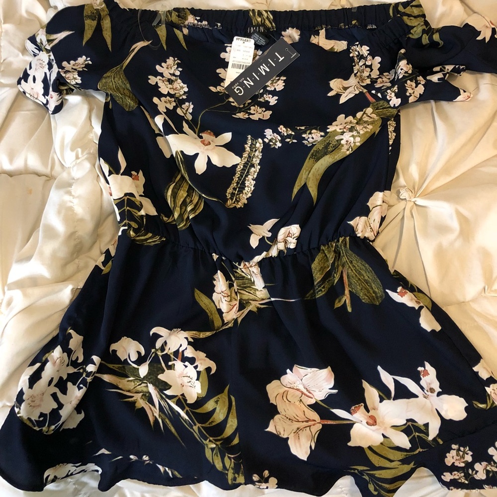 Floral off the shoulder romper